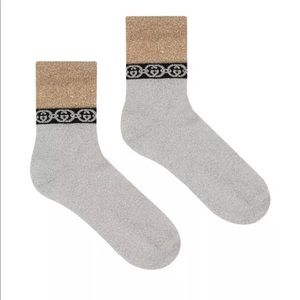 NWT Gucci Womens Metallic Interlocking G Socks - S